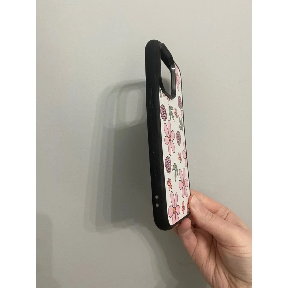 Floral Phone Case iPhone 14 Pro Max OS White Pink Purple Botanical Matte Bumper